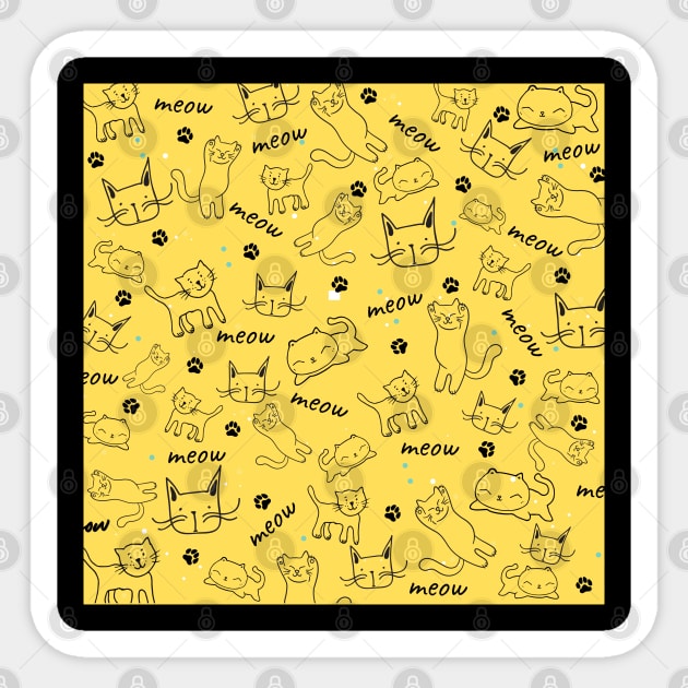 Doodle Cats Pattern Sticker by The WYLD Tribe
